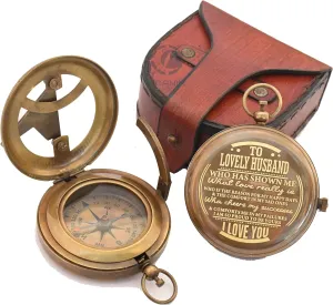 Engraved Compass, to My Husband I Love You, Brass Compass Engraved Gifts for Men, Bronze for Men, Romantic Gifts for Him/Her, Keepsake Gifts for Husband
