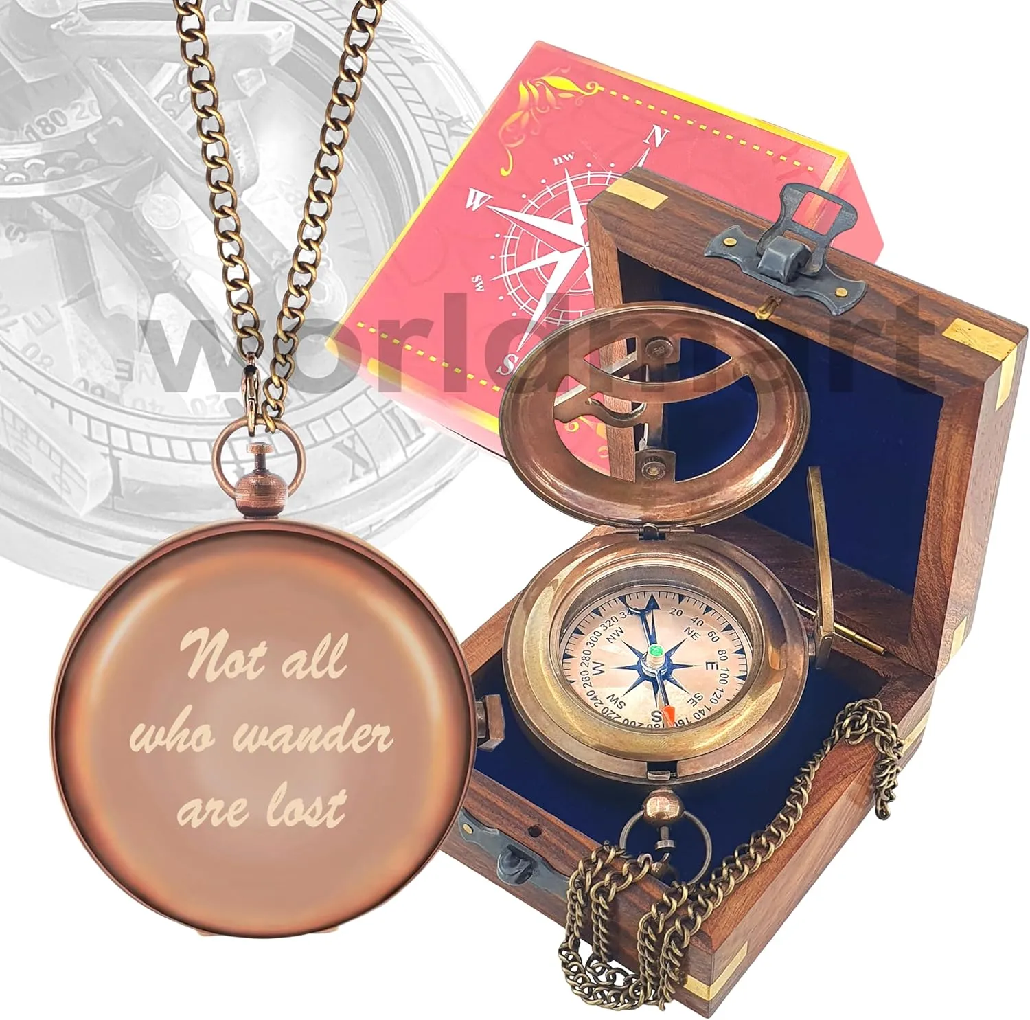 Engraved Nautical Compass - Personalized Compass for Men, Groomsmen, Hiking, Corporate, Wedding Gifts
