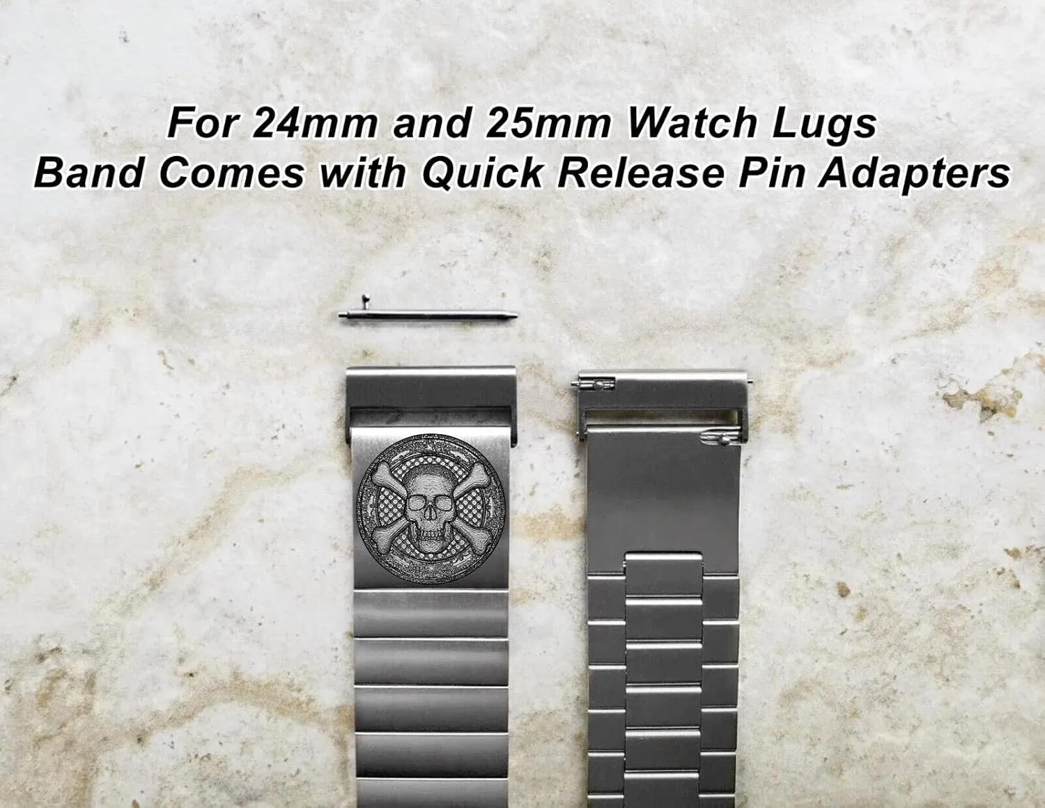 Engraved Strap Band for 22mm 24mm 25mm Width Lugs Traditional Casual Luxury Watches and Smartwatches Silver Stainless Steel Bracelet S-SC3
