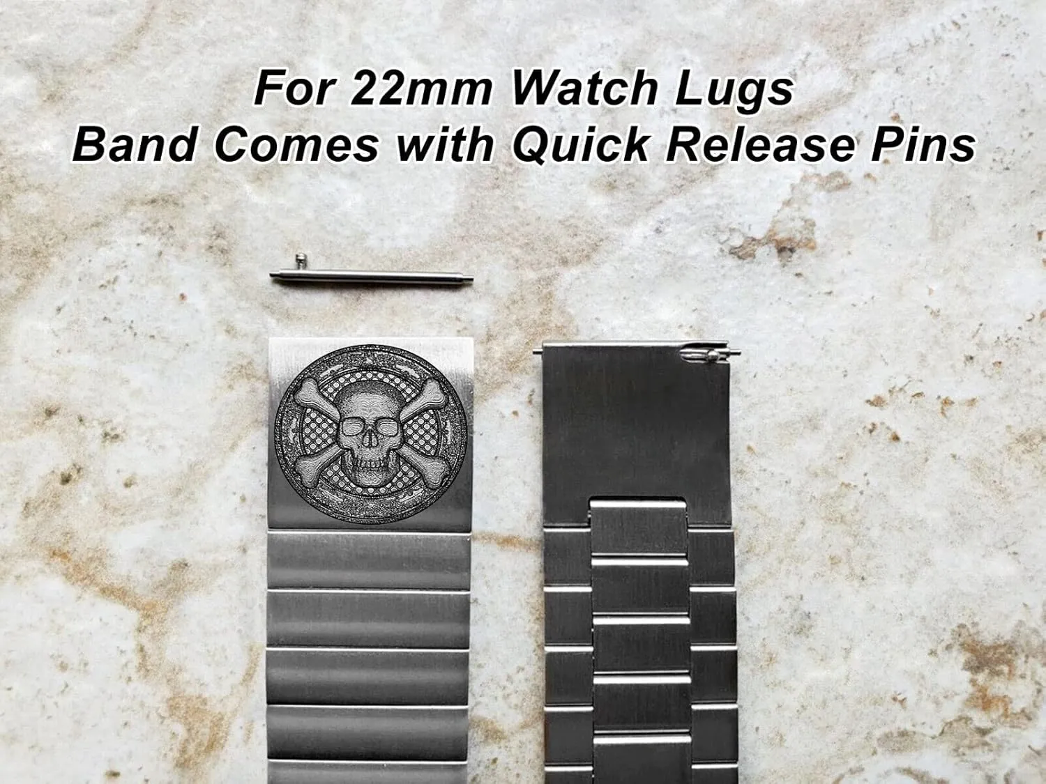 Engraved Strap Band for 22mm 24mm 25mm Width Lugs Traditional Casual Luxury Watches and Smartwatches Silver Stainless Steel Bracelet S-SC3