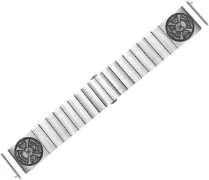 Engraved Strap Band for 22mm 24mm 25mm Width Lugs Traditional Casual Luxury Watches and Smartwatches Silver Stainless Steel Bracelet S-SC3