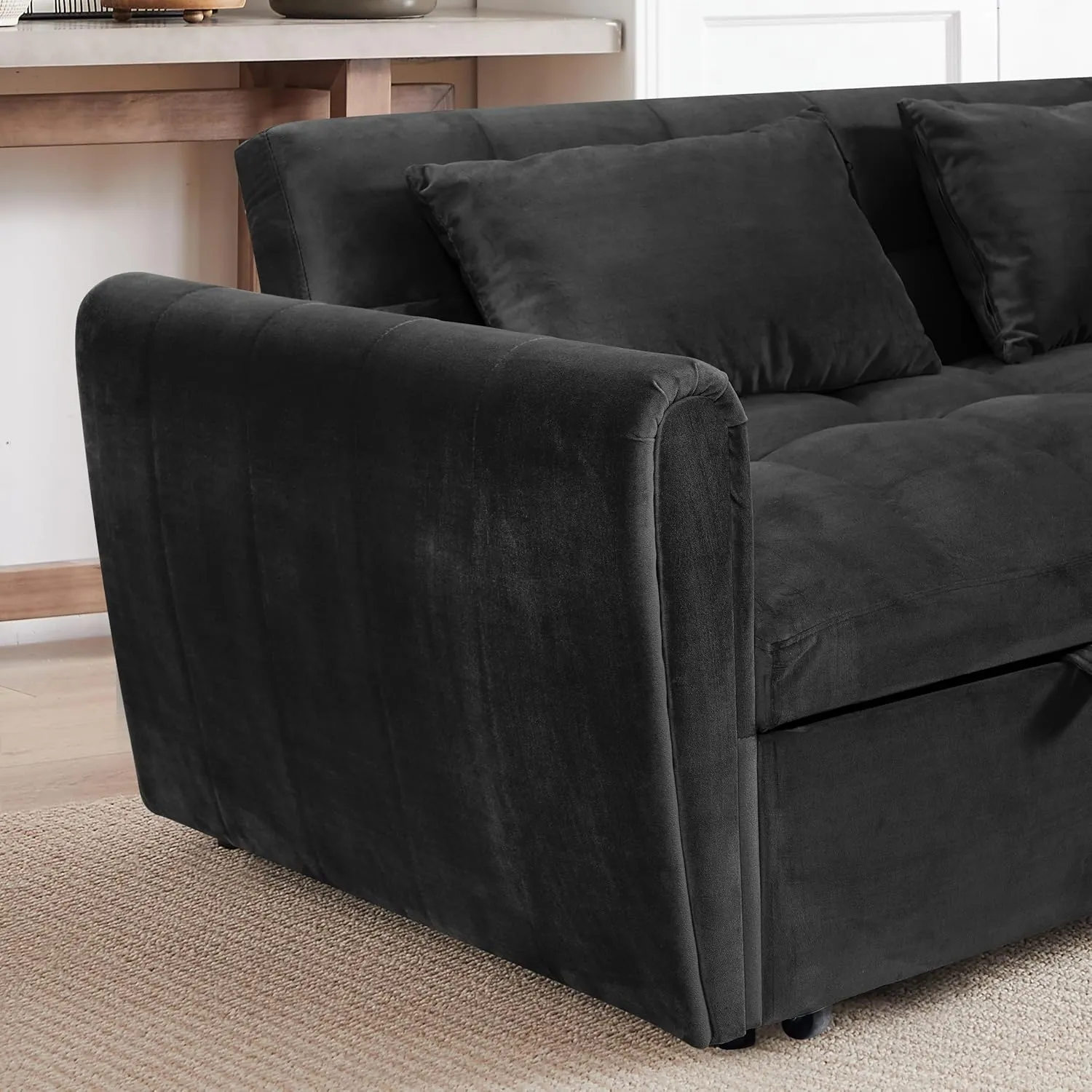 ERYE Oversized Loveseat Sofa Convertible Sleeper Sofabed Modern 3 in 1 Queen Convertible Sleeper Bed with Pull Out Sleep Couch Bed and 2 Pillows for Living Room Home Bedroom, Apartment, RV