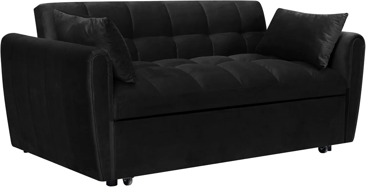 ERYE Oversized Loveseat Sofa Convertible Sleeper Sofabed Modern 3 in 1 Queen Convertible Sleeper Bed with Pull Out Sleep Couch Bed and 2 Pillows for Living Room Home Bedroom, Apartment, RV