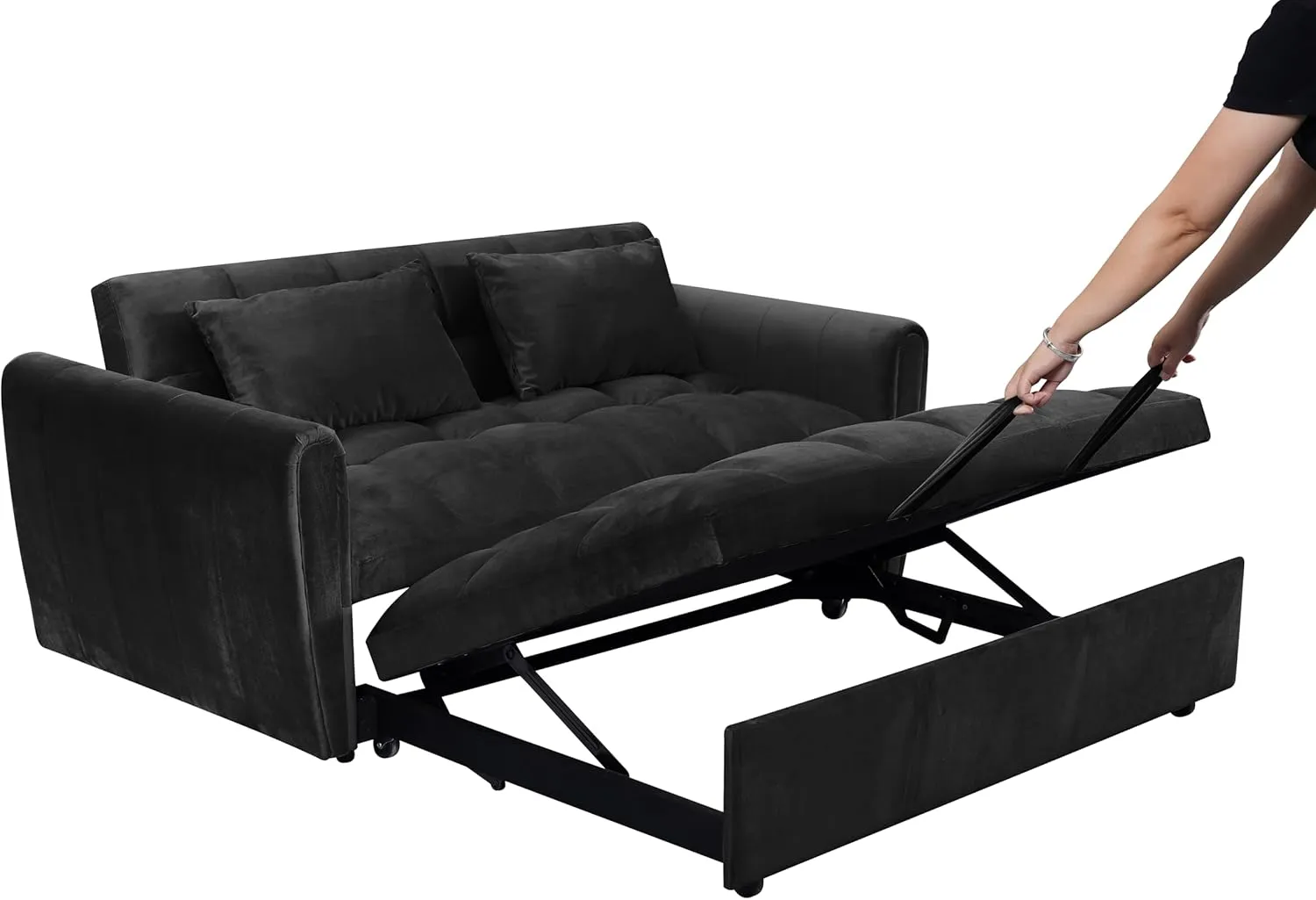 ERYE Oversized Loveseat Sofa Convertible Sleeper Sofabed Modern 3 in 1 Queen Convertible Sleeper Bed with Pull Out Sleep Couch Bed and 2 Pillows for Living Room Home Bedroom, Apartment, RV