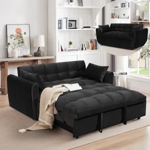 ERYE Oversized Loveseat Sofa Convertible Sleeper Sofabed Modern 3 in 1 Queen Convertible Sleeper Bed with Pull Out Sleep Couch Bed and 2 Pillows for Living Room Home Bedroom, Apartment, RV