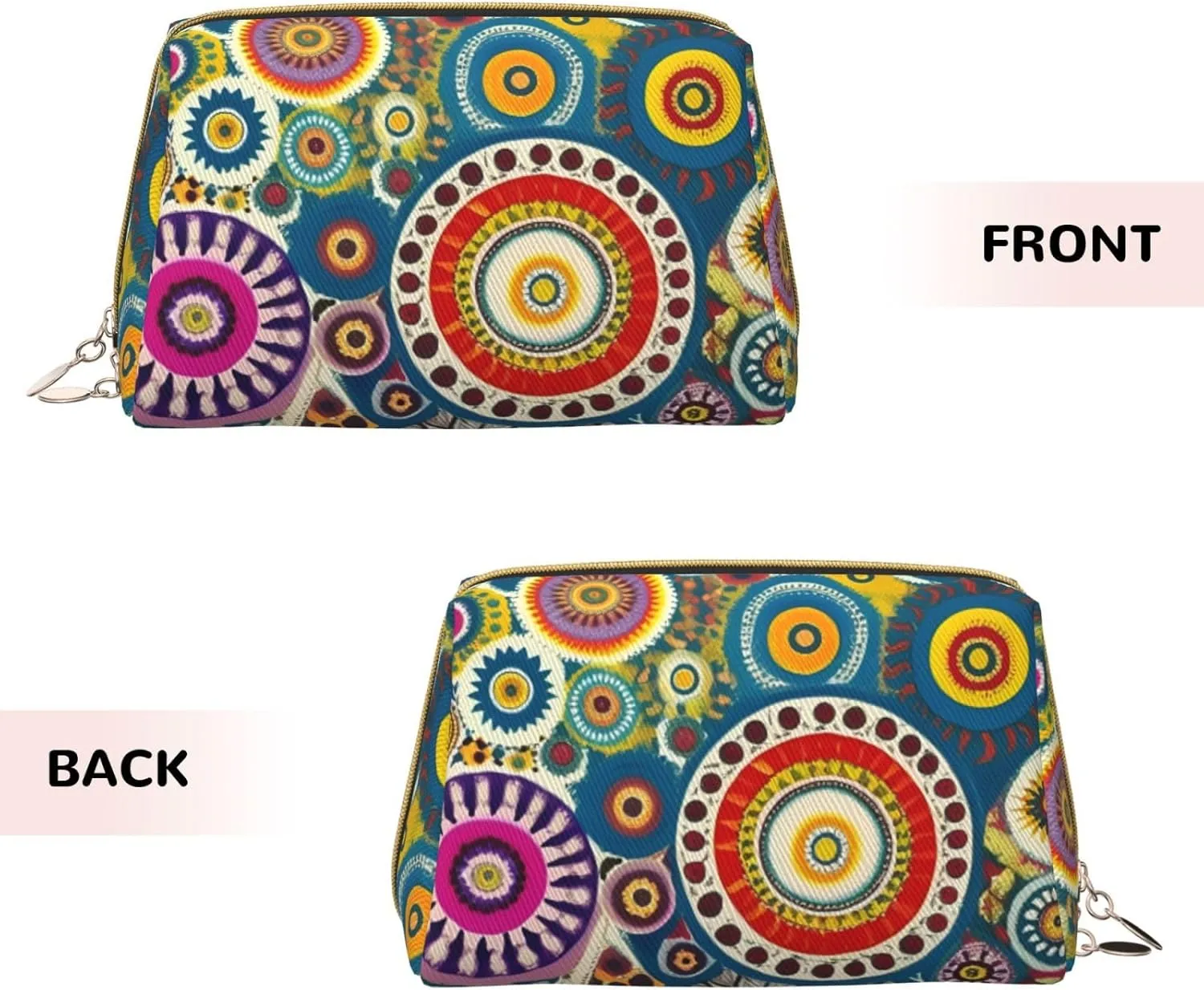 Ethnic Circles Floral Toiletry Pouch, Travel-Friendly Makeup Organizer For Makeup Brushes, Lipsticks