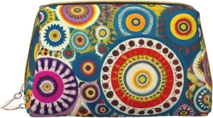 Ethnic Circles Floral Toiletry Pouch, Travel-Friendly Makeup Organizer For Makeup Brushes, Lipsticks