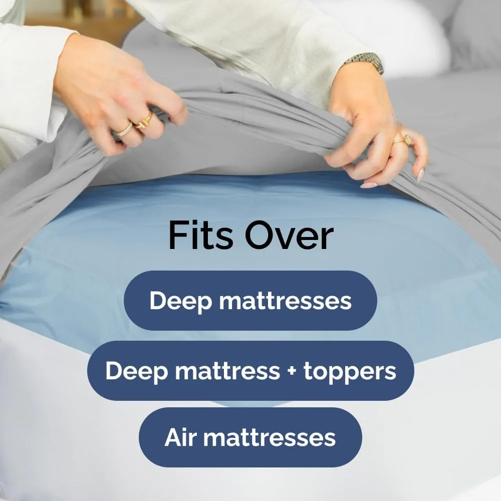 Extra Deep Twin Sheet Set - 4 Piece Breathable & Cooling Sheets - Hotel Luxury Bedding Set with 18-24 Inch Extra Deep Pockets - Easy Fit - Super Soft, Wrinkle Free and Comfy - French Grey, Twin Size