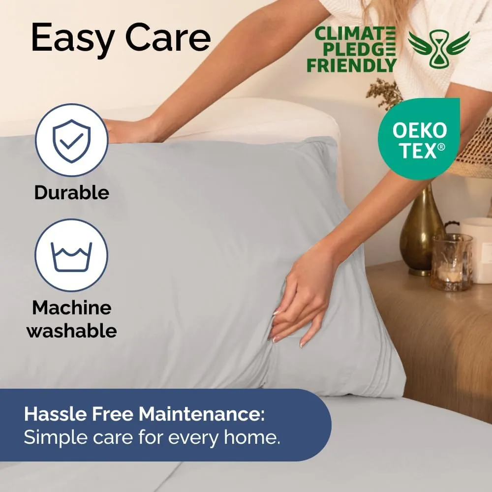 Extra Deep Twin Sheet Set - 4 Piece Breathable & Cooling Sheets - Hotel Luxury Bedding Set with 18-24 Inch Extra Deep Pockets - Easy Fit - Super Soft, Wrinkle Free and Comfy - French Grey, Twin Size