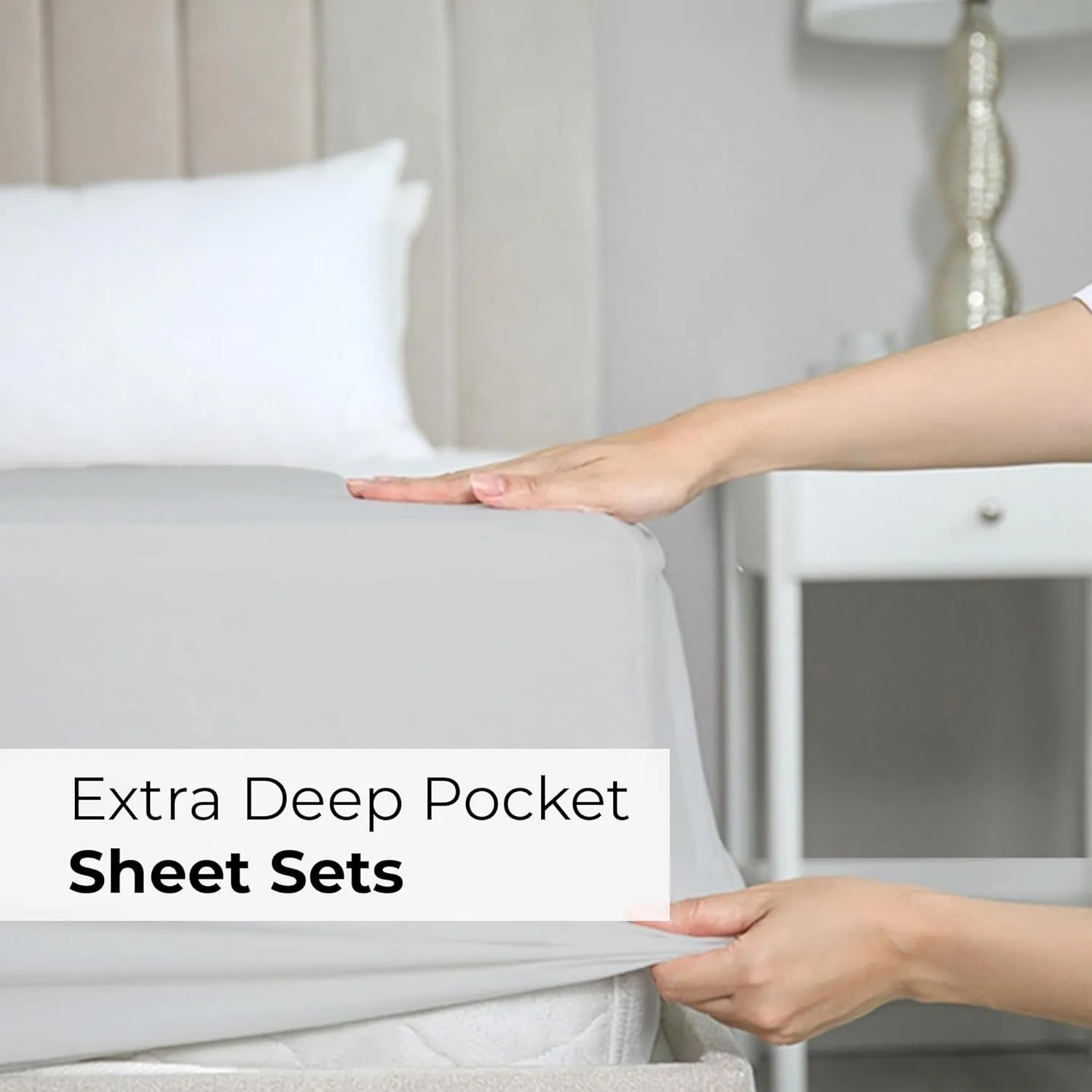 Extra Deep Twin Sheet Set - 4 Piece Breathable & Cooling Sheets - Hotel Luxury Bedding Set with 18-24 Inch Extra Deep Pockets - Easy Fit - Super Soft, Wrinkle Free and Comfy - French Grey, Twin Size