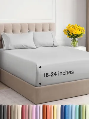 Extra Deep Twin Sheet Set - 4 Piece Breathable & Cooling Sheets - Hotel Luxury Bedding Set with 18-24 Inch Extra Deep Pockets - Easy Fit - Super Soft, Wrinkle Free and Comfy - French Grey, Twin Size