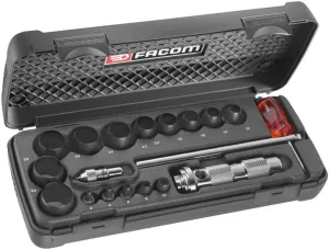 FACOM - 18-Piece Joint Die Cutter Set - 245.J1A - Production of Circular Joints - Composition for Joint Cutting up to 30 mm - Die-Cutter and Compass - Several Dimensions