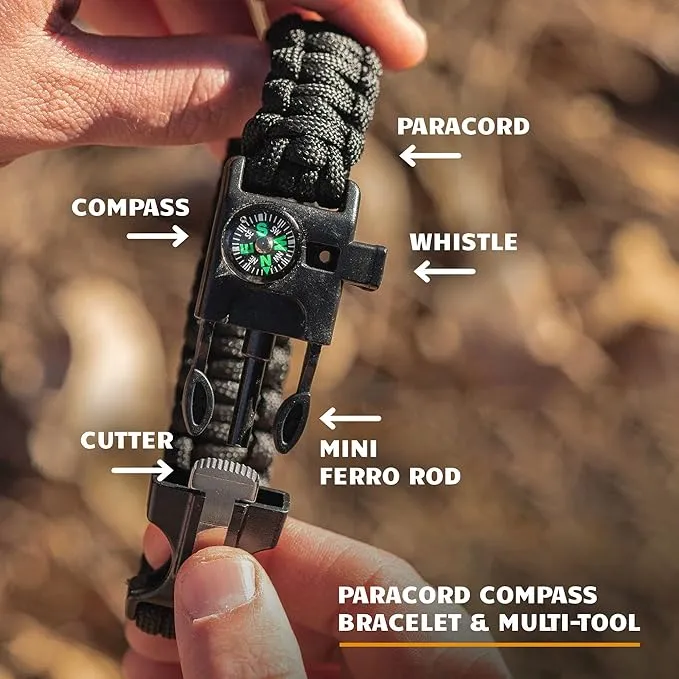 Ferro Rod Fire Starter Kit & Backpacking Multitool | Flint and Steel Striker | Waterproof Magnesium Farrow Rod Tool & Firestarter for Campfires