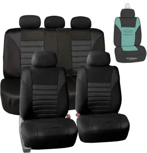 FH Group Automotive Car Seat Covers Full Set Premium 3D Air Mesh Black Seat Covers, Airbag Compatible and Split Bench Cover Universal Fit Interior Accessories for Cars Trucks and SUVs