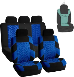 FH Group Automotive Seat Covers Travel Master Airbag and Split Rear Combo Small Car Seat Cover Design Blue Full Set Car Seat Covers Universal Fit Interior Accessories for Cars Vans Trucks and SUV