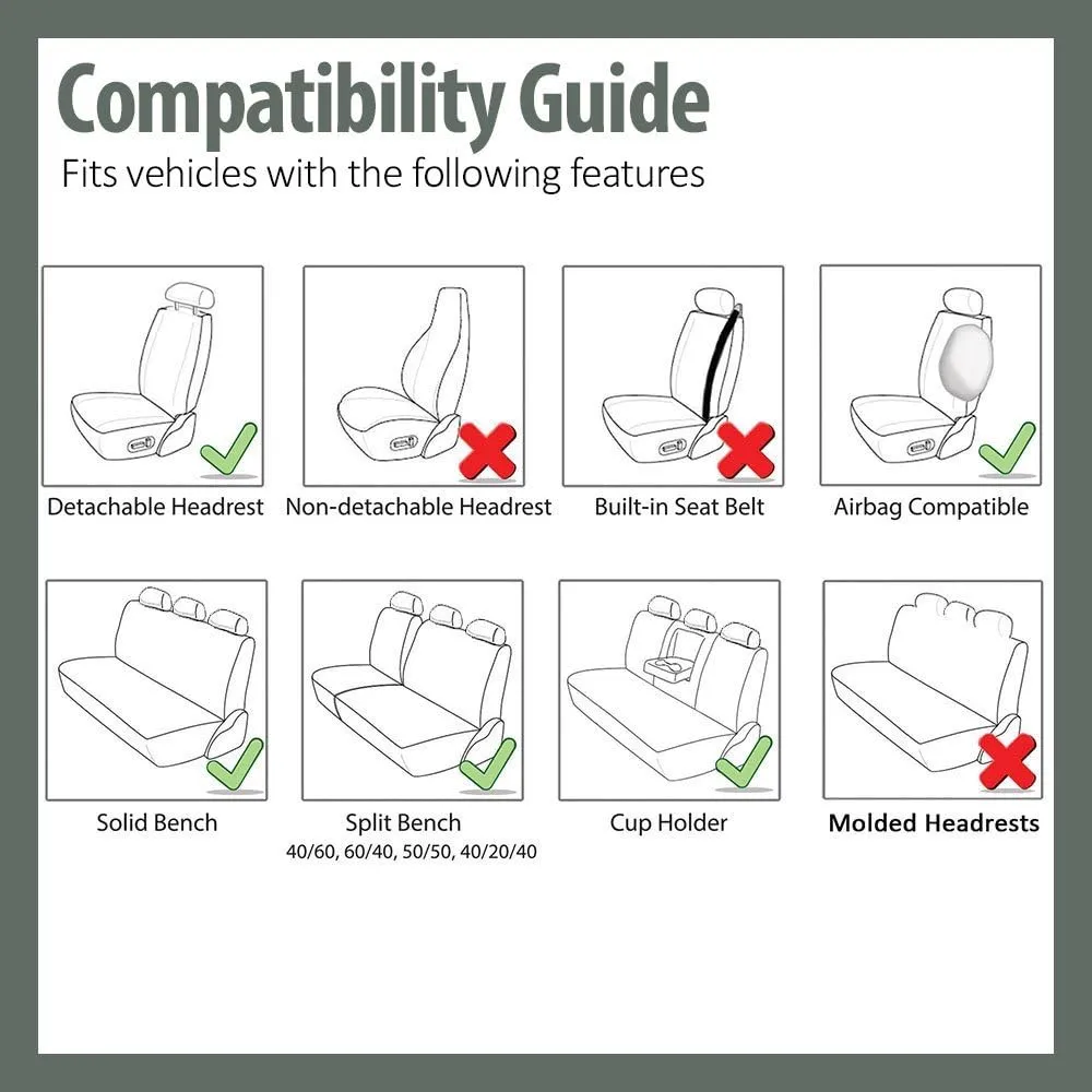 FH Group Car Seat Cover Light Breezy Automotive Seat Cover Flat Foam Padding Cloth Full Combo Set Burgundy Seat Covers Airbag and Split Rear Universal Fit Interior Accessories for Cars Trucks and SUV