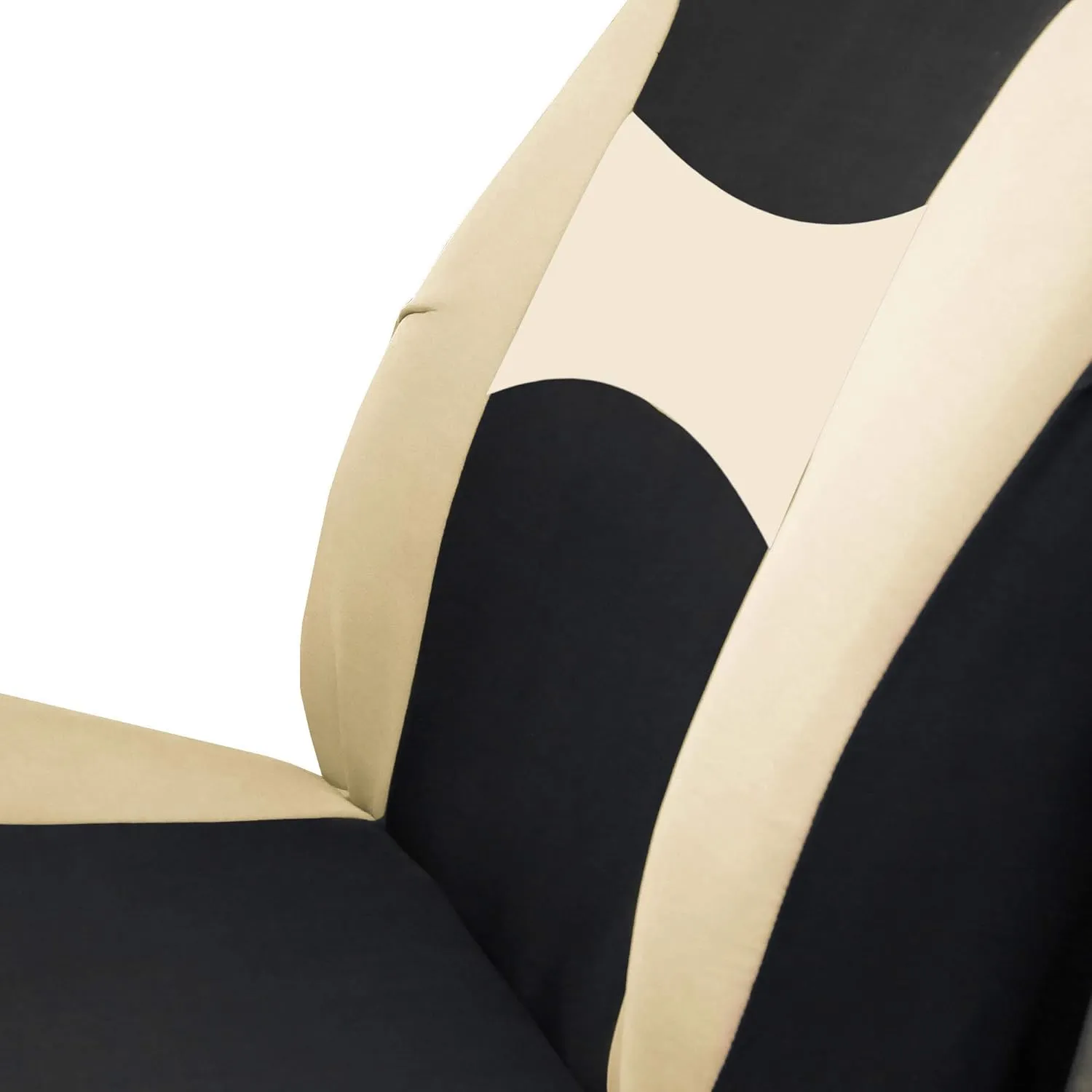 FH Group Car Seat Cover Light Breezy Automotive Seat Covers Flat Foam Padding Cloth Full Combo Set Beige Seat Covers, Airbag and Split Rear Universal Fit Interior Accessories for Cars Trucks and SUV
