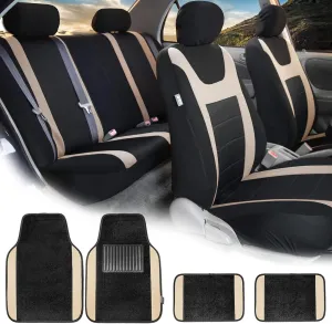 FH Group Car Seat Covers Sports Seat Covers Full Set– Universal Fit for Cars Trucks & SUVs (Beige) FB070115   F14407