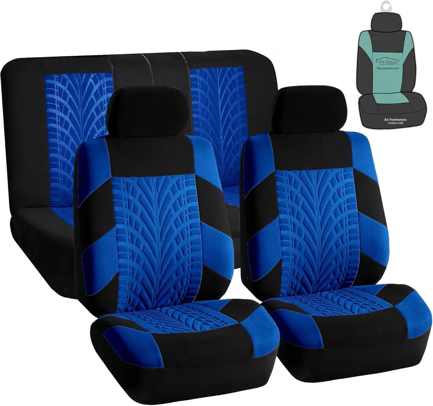 FH Group Car Seat Covers Travel Master Full Set Blue Airbag and Split Rear Car Seat Cover, Universal Fit Automotive Seat Covers for Cars Trucks and SUV Car Interior Accessories Van Seat Covers