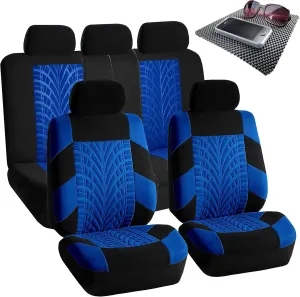 FH Group Car Seat Covers Travel Master Full Set Blue Black Automotive Seat Covers Combo Slip Dash Grip Pad, Airbag and Split Rear Universal Fit Interior Accessories Cars Trucks SUV Car Accessories