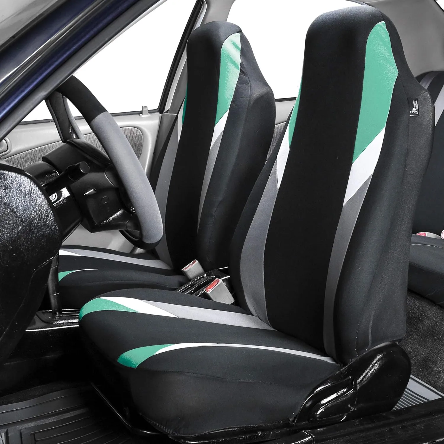 FH Group Supreme Modernistic Three Row Car Seat Covers, Airbag and Split Ready, 8 Seater - Universal Fit for Cars, Trucks, & SUVs Mint