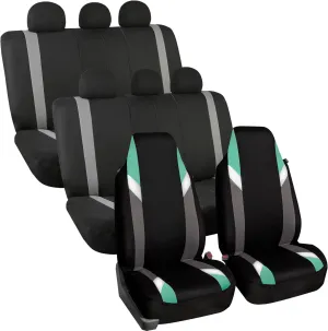 FH Group Supreme Modernistic Three Row Car Seat Covers, Airbag and Split Ready, 8 Seater - Universal Fit for Cars, Trucks, & SUVs Mint
