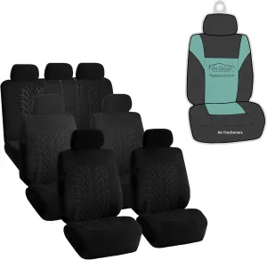 FH Group Three Row Set 7 Seater Black Travel Master Car Seat Covers, Airbag and Split Rear Car Seat Cover Universal Fit Interior Accessories for Cars Trucks and SUV Automotive Seat Covers
