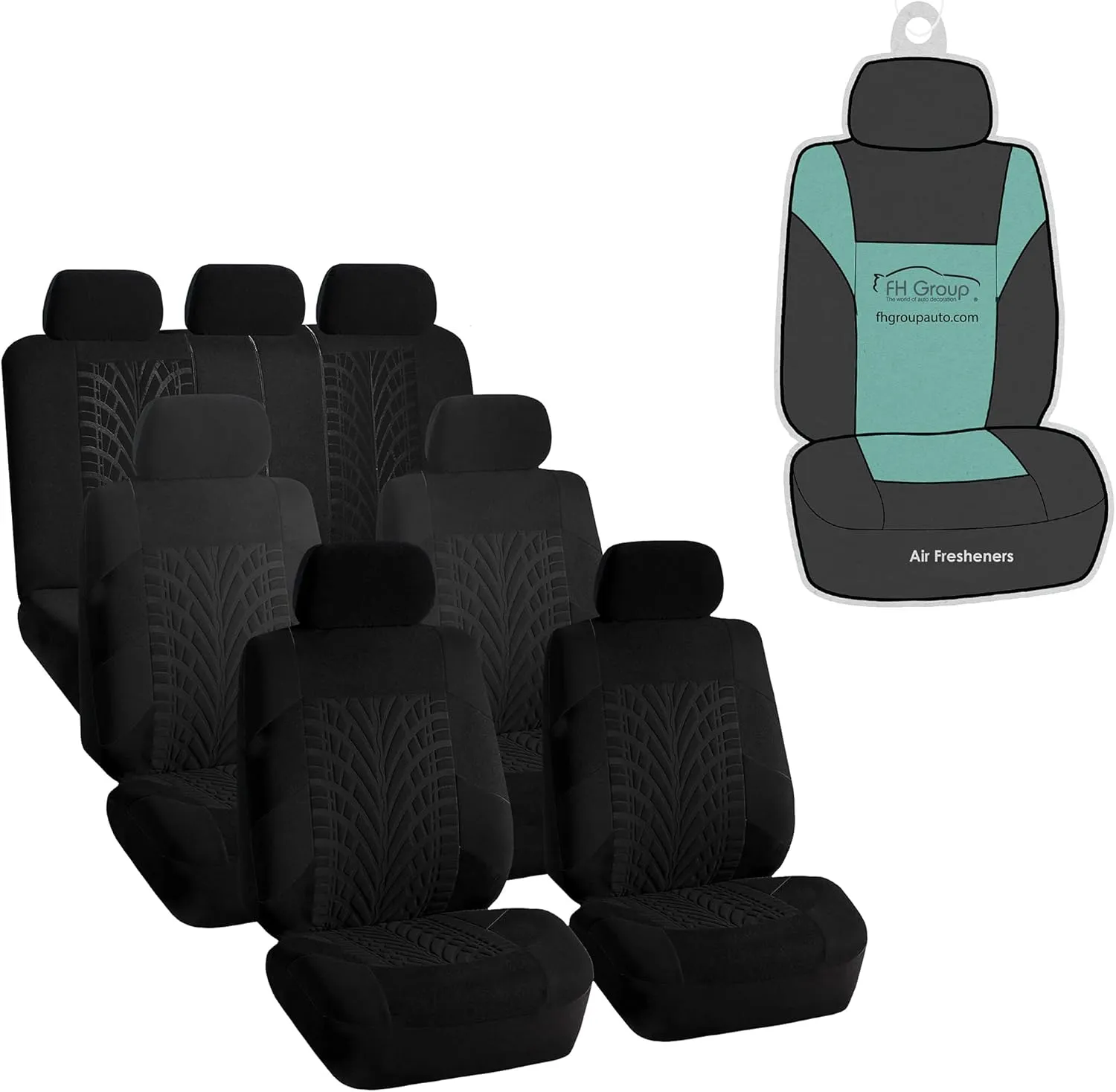 FH Group Three Row Set 7 Seater Black Travel Master Car Seat Covers, Airbag and Split Rear Car Seat Cover Universal Fit Interior Accessories for Cars Trucks and SUV Automotive Seat Covers