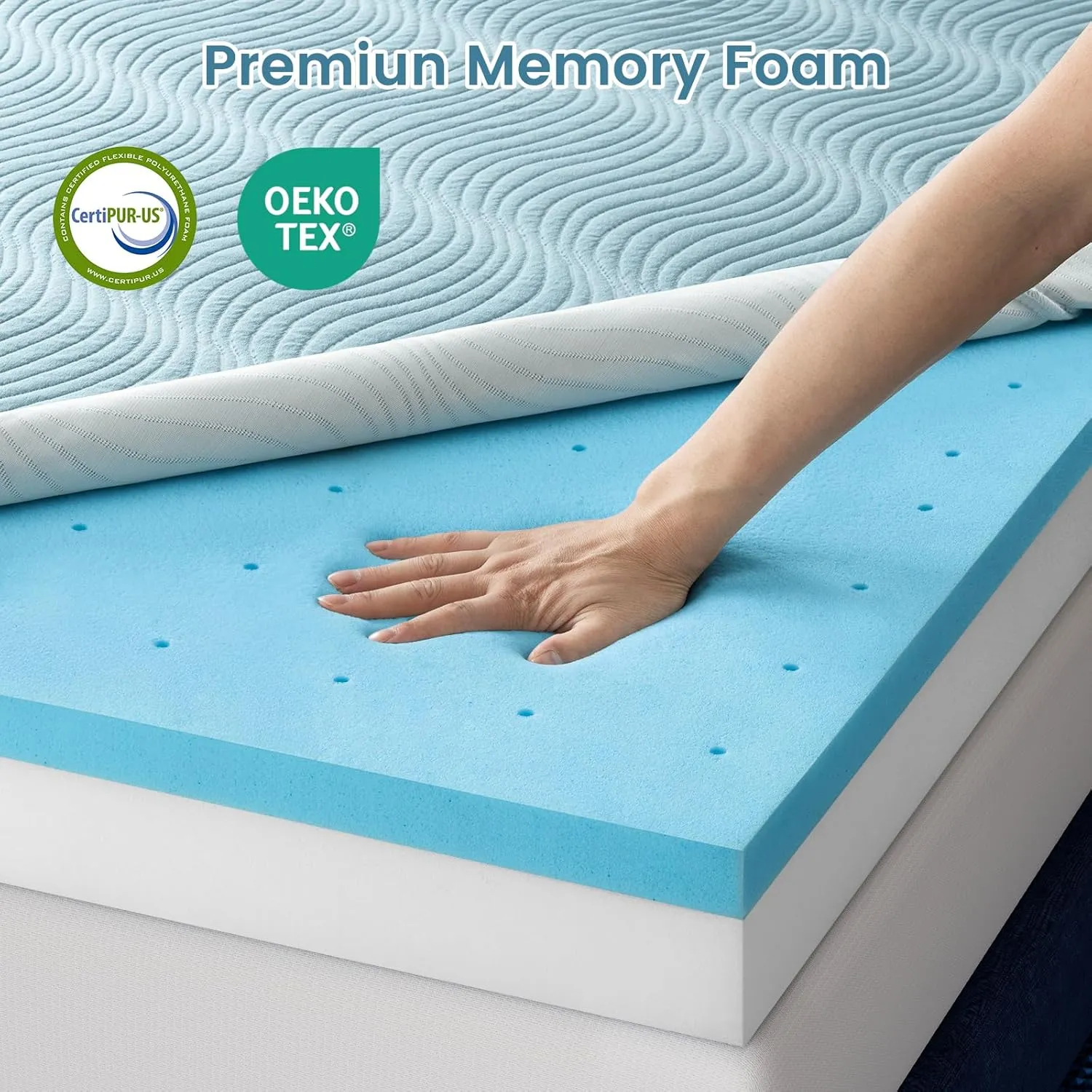 Firm Mattress Topper Queen Size, 3 Inch Extra Firm Memory Foam Bed Toppers for Back Pain Relief, Cooling Mattress Pad for Back Sleepers & Spinal Alignment, CertiPUR-US Certified
