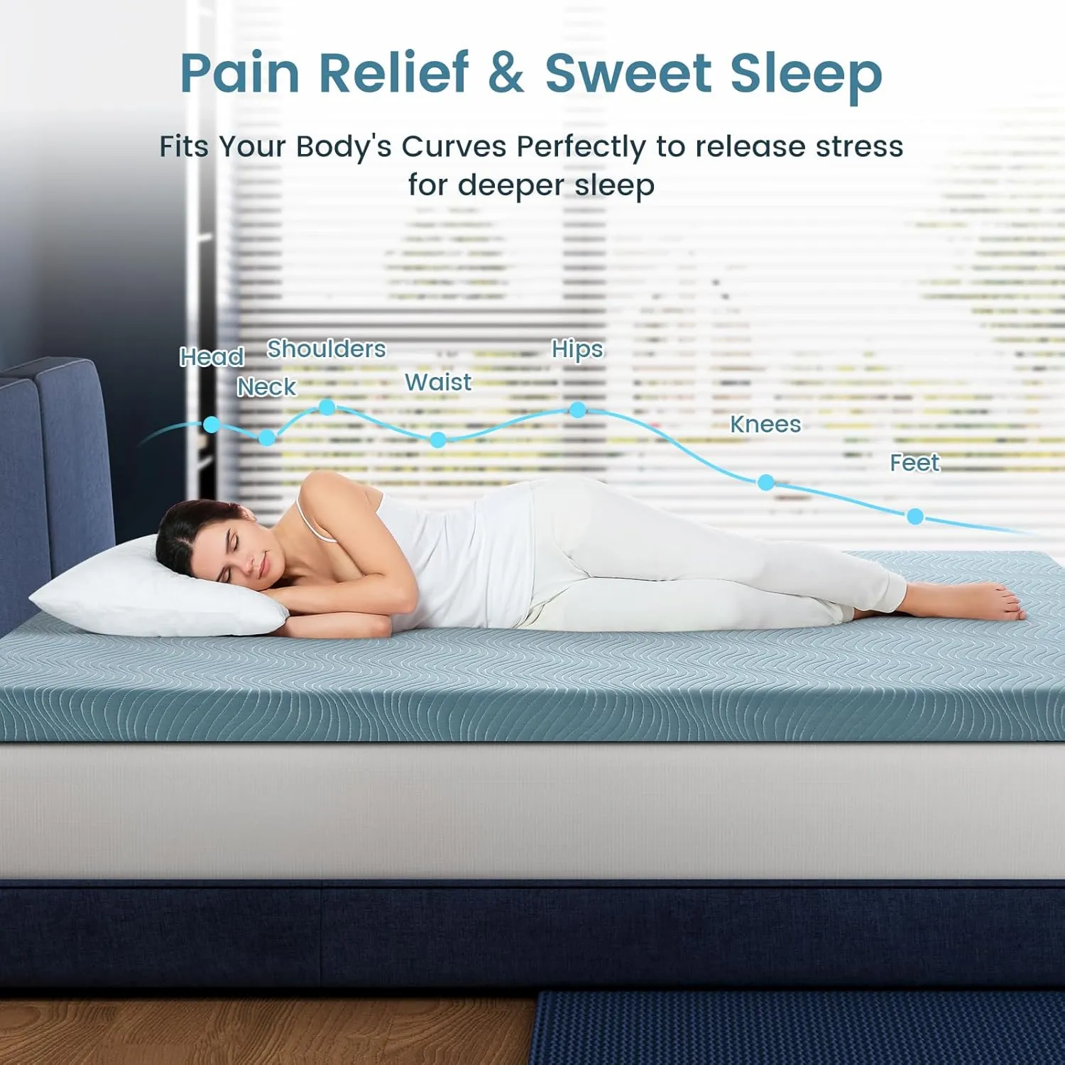 Firm Mattress Topper Queen Size, 3 Inch Extra Firm Memory Foam Bed Toppers for Back Pain Relief, Cooling Mattress Pad for Back Sleepers & Spinal Alignment, CertiPUR-US Certified