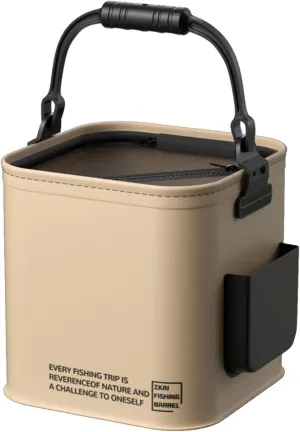 Fishing Bucket - Fish Bucket, Collapsible Fishing Bait Bucket, Fishing Bait Container, Multifunctional, Waterproof, with Side Pocket, for Camping, Beach Trips