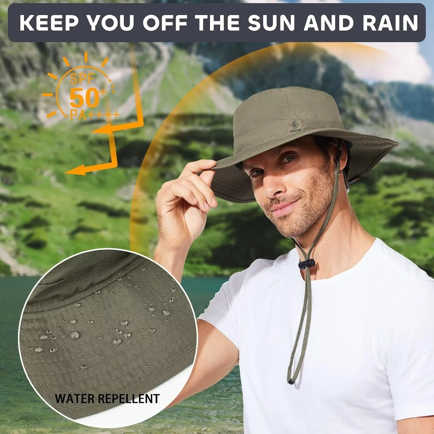 Fishing Hat for Mens Sun Hat Wide Brim Bucket Hat SPF UV Protection XL XXL Large Size Big Head Hiking Beach Safari