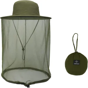 Fishing Hat Sun Protection Hat Mosquito Head Net for Outdoors Bucket Hat with Hidden Net Mesh