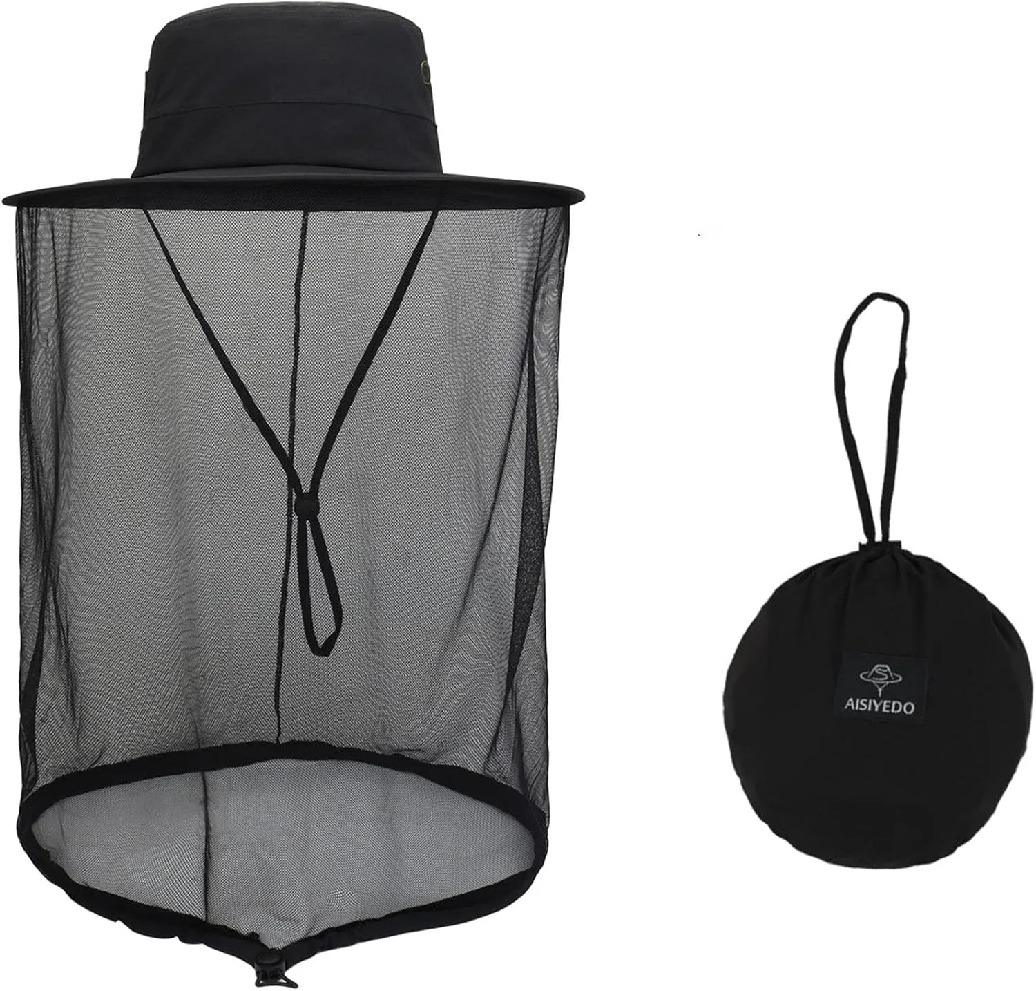 Fishing Hat Sun Protection Hat Mosquito Head Net for Outdoors Bucket Hat with Hidden Net Mesh