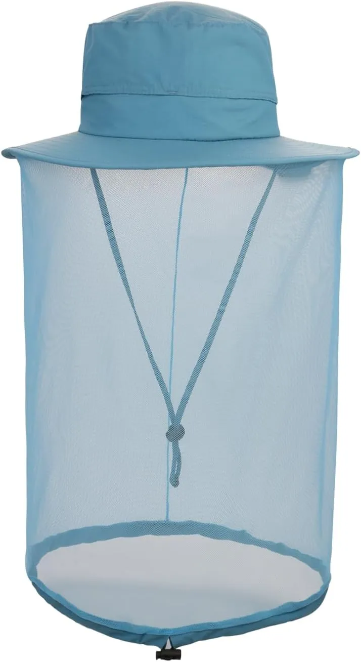 Fishing Hat Sun Protection Hat Mosquito Head Net for Outdoors Bucket Hat with Hidden Net Mesh