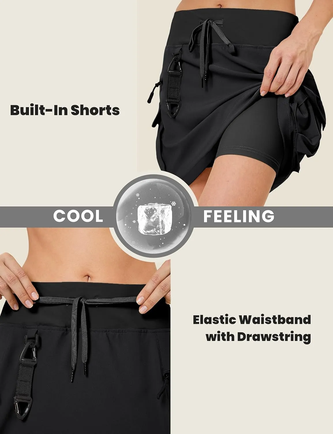 FitsT4 Sports Women's Hiking Cargo Skorts High Waisted Dressy Casual Skirts with Zipper Pockets