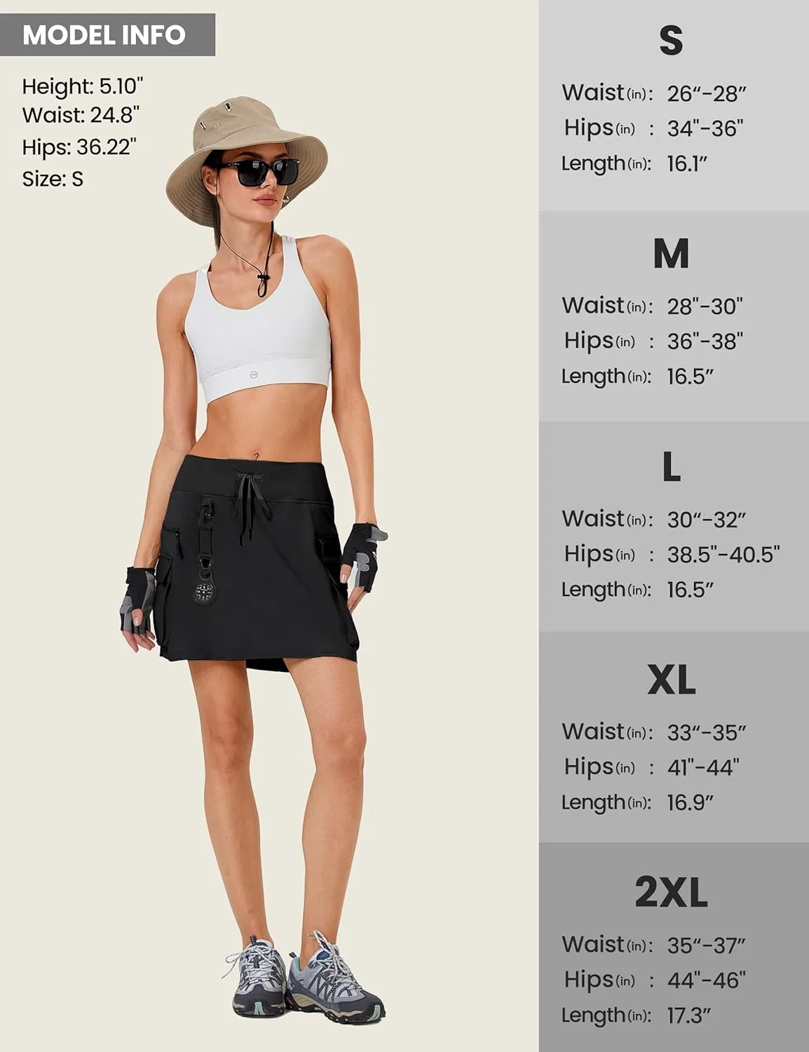 FitsT4 Sports Women's Hiking Cargo Skorts High Waisted Dressy Casual Skirts with Zipper Pockets