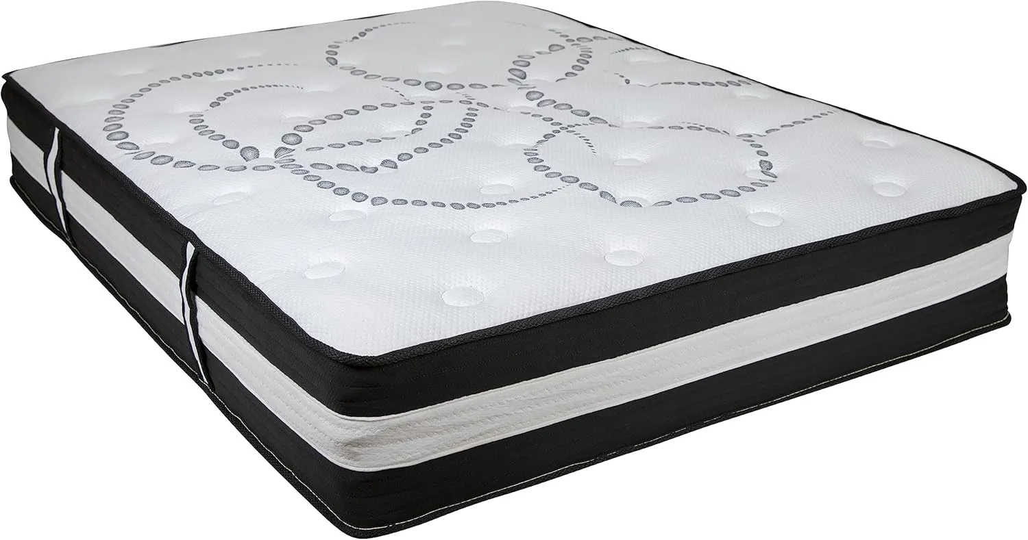 Flash Furniture Capri Comfortable Sleep 12" Hybrid Pocket Spring and Foam Mattress in a Box, Foam Pocket Spring Hybrid Mattress for Pressure Relief, Full