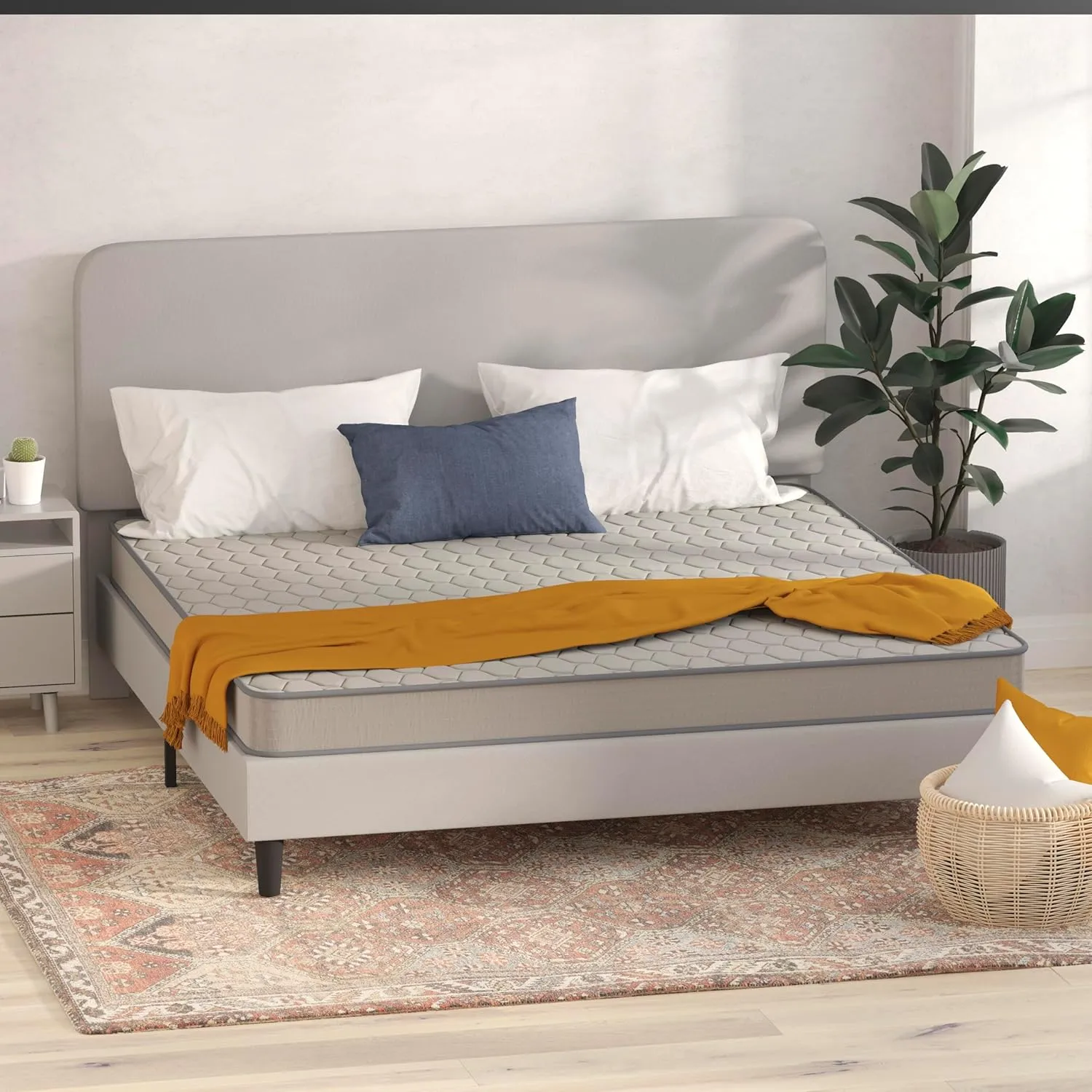 Flash Furniture Capri Comfortable Sleep 6 Inch CertiPUR-US Certified Spring Mattress, King Mattress in a Box, Grey