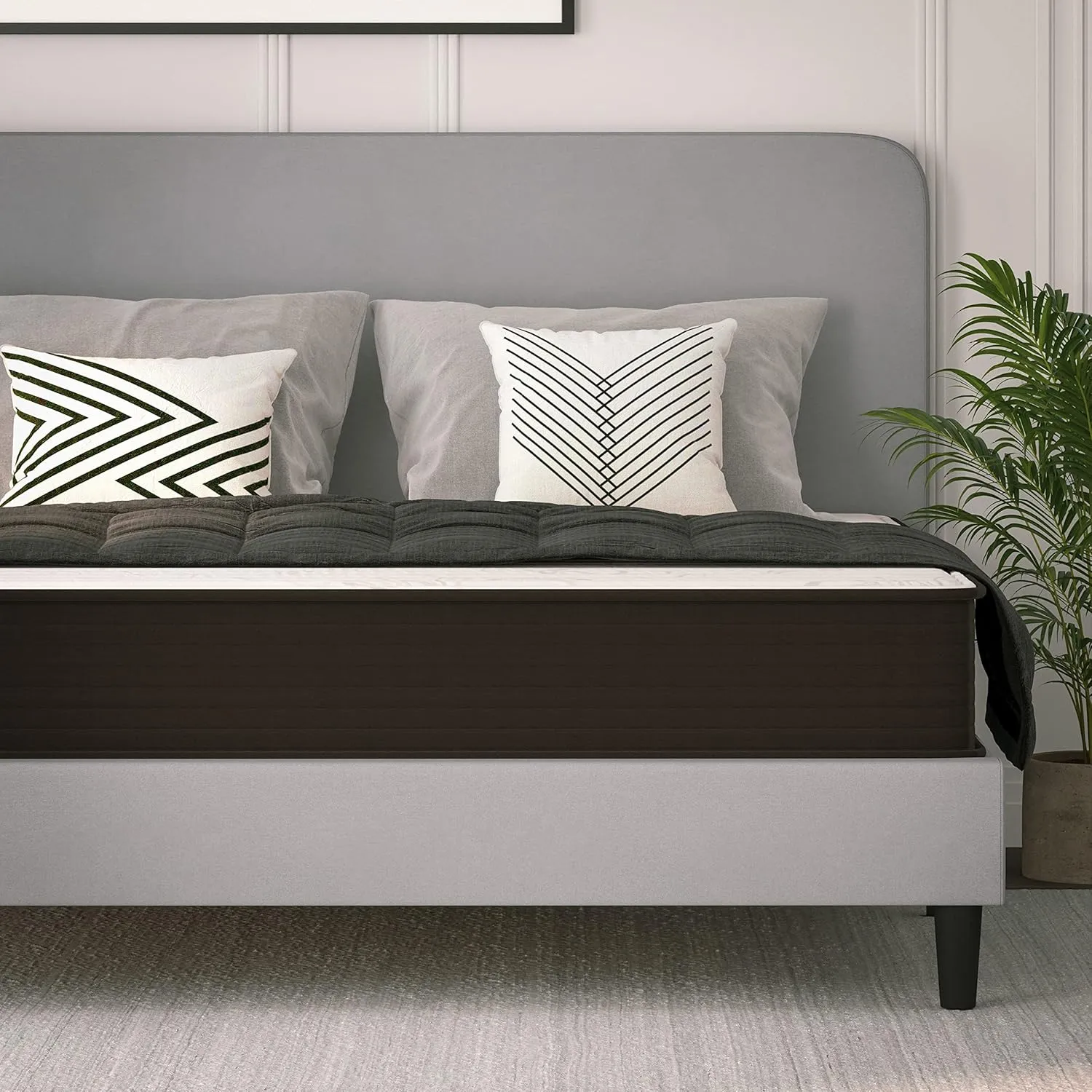Flash Furniture Dream 10 Inch Hybrid Mattress in a Box, High Density Foam and Pocket Spring Mattress, CertiPur-US Certified Foam, King, White/Black