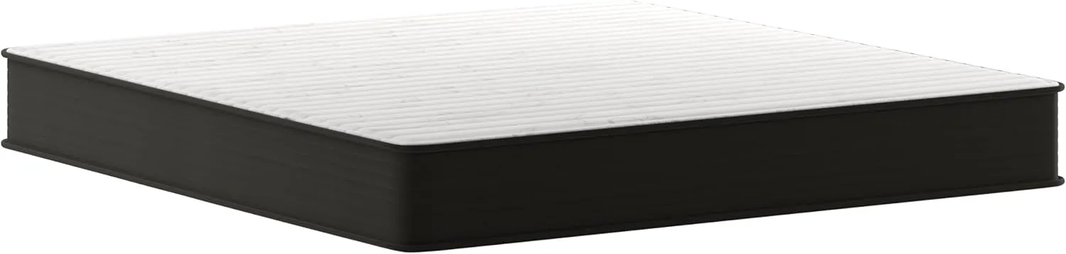 Flash Furniture Dream 10 Inch Hybrid Mattress in a Box, High Density Foam and Pocket Spring Mattress, CertiPur-US Certified Foam, King, White/Black