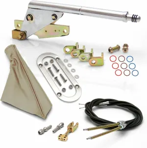 Floor Mount Emergency Parking Brake Tan Boot Chrome and Cable Kit for Malibu 1974,for Suburban 1953 1958 1962 1964-1965,for C15/C1500 Suburban 1969-1971 1973,for C20 Suburban 1968 1970