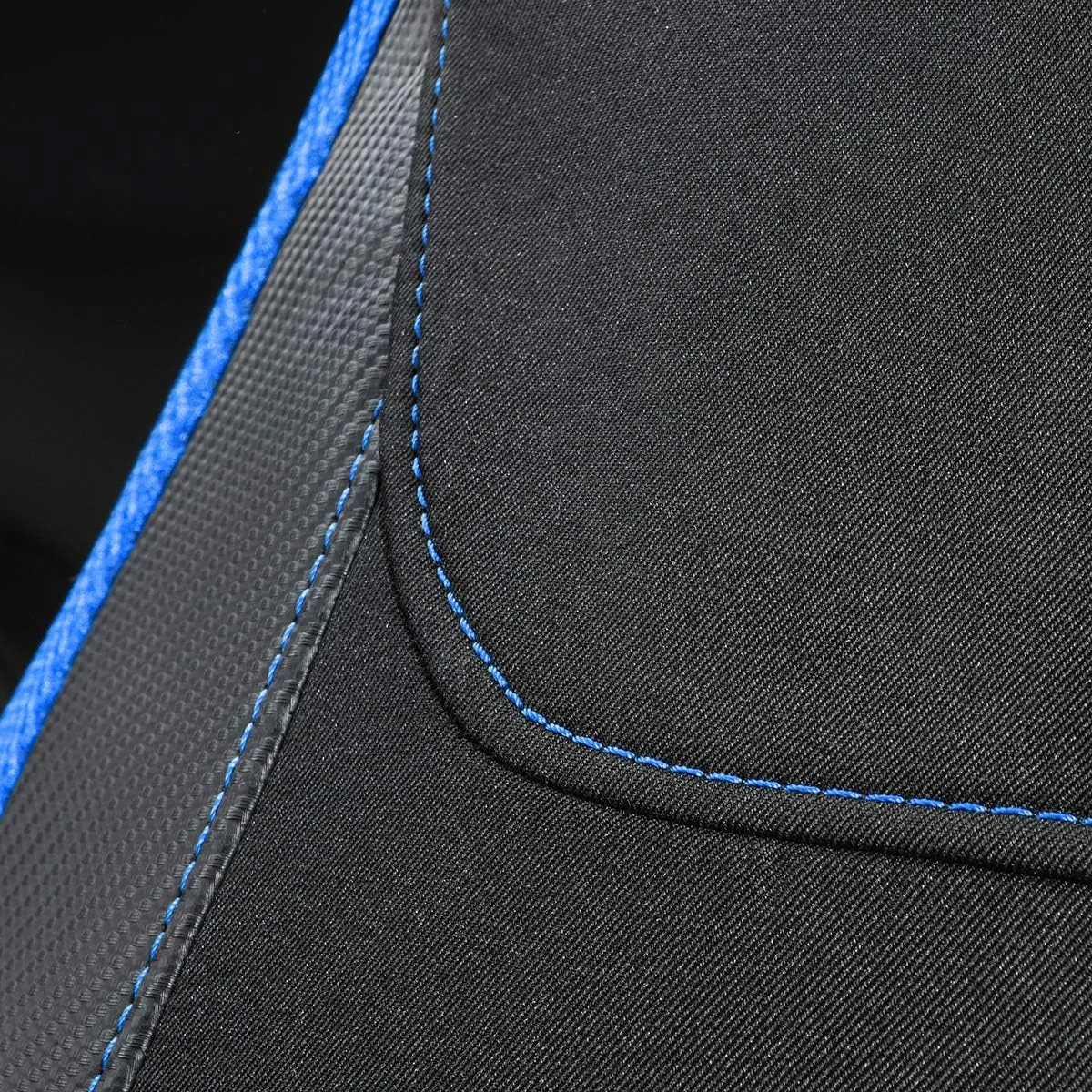 Flying Banner car seat Covers Quality Carbon Fiber Air Mesh Fabric Sport Low High Back Bucket Back Pocket Arm Rest (2 Fronts - High Bucket, Blue)