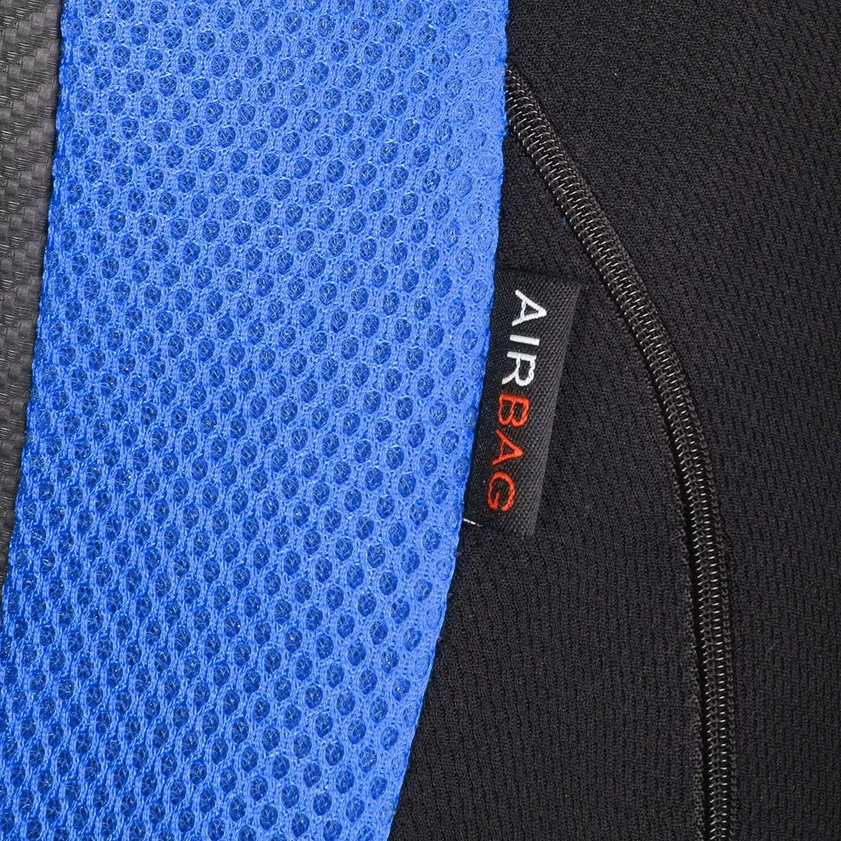 Flying Banner car seat Covers Quality Carbon Fiber Air Mesh Fabric Sport Low High Back Bucket Back Pocket Arm Rest (2 Fronts - High Bucket, Blue)
