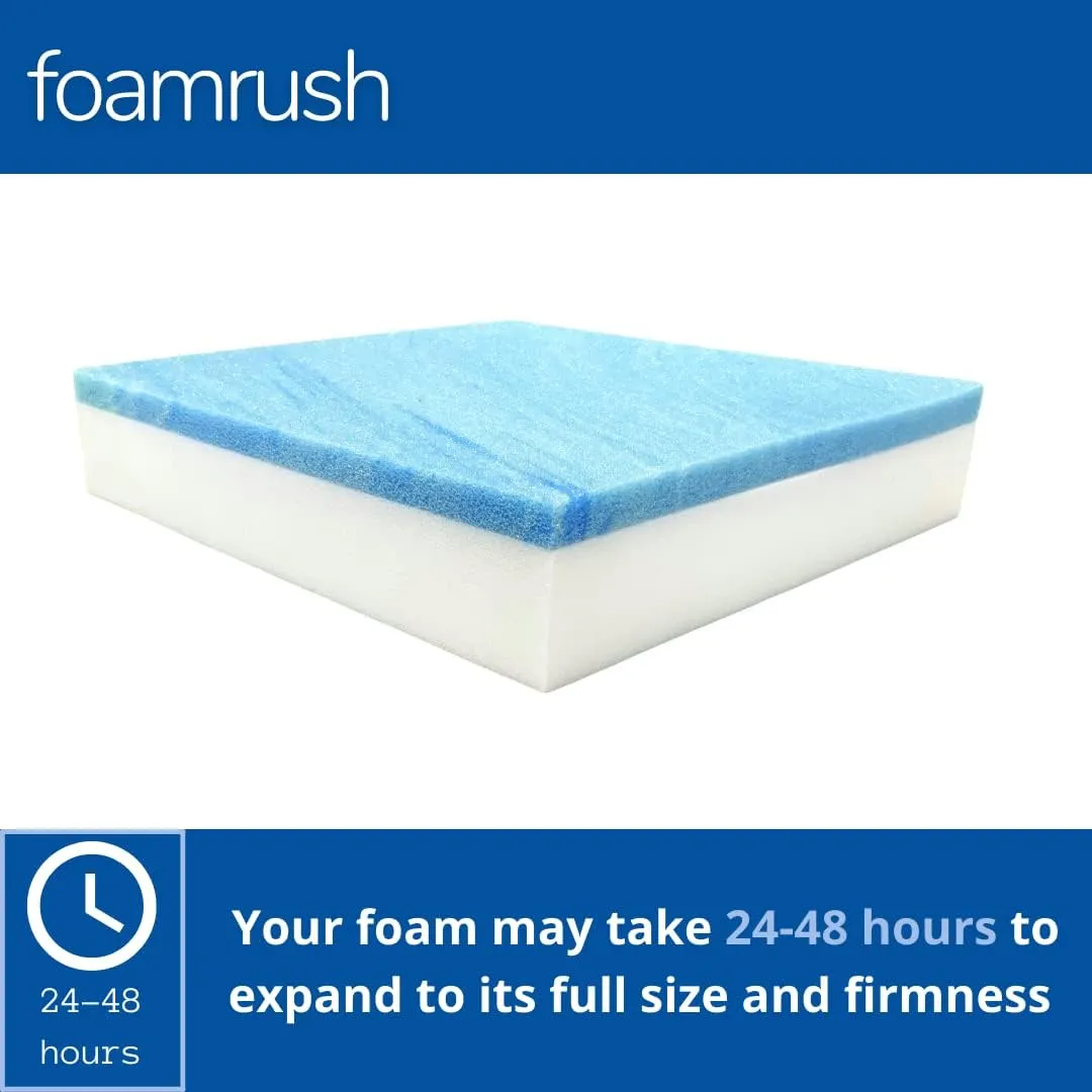 FoamRush 3" x 36" x 36" Gel Memory Foam Upholstery Square Cushion Medium Firm (Chair & Wheelchair Seat Cushion Replacement, Square Foam Dining Chairs, Couch, Sofa, Rubber Padding)