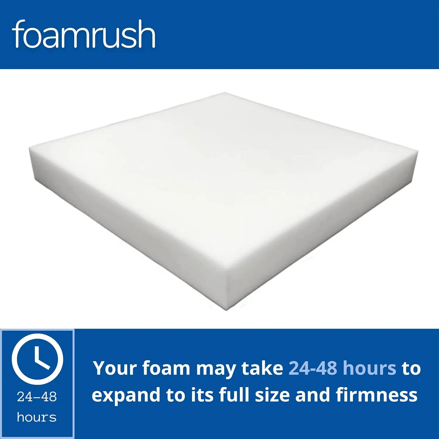 FoamRush 6" x 25" x 25" Upholstery Foam High Density Firm Soft Support (Chair Cushion Square Foam for Dining Chairs, Wheelchair Seat Cushion Replacement)