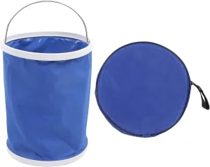 Foldable Bucket Large Capacity Portable Collapsible Water Container with Storage Bag Blue for Camping Travel Oxford Cloth PVC Material