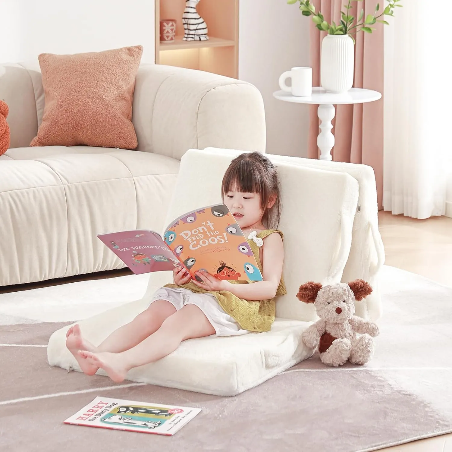 Foldable Floor Mattress for Kids, Toddler Washable Tri Folding Floor Nap Mat for Sleeping Daycare, Child Trifold Futon Sofa Bed with Storage Bag for Girls and Boys