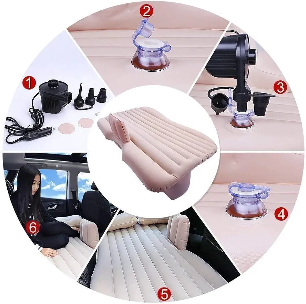 Foldable Travel Inflatable Car Bed Mattress with Two Pillows and Pump