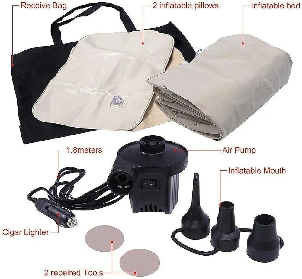Foldable Travel Inflatable Car Bed Mattress with Two Pillows and Pump